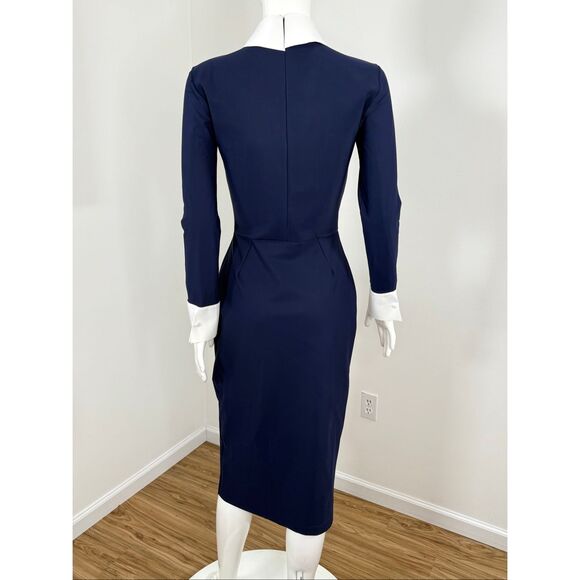 Chiara Boni La Petite Robe Womens Ferflo Bic Collared Cocktail Dress Blue 8 - Picture 9 of 13